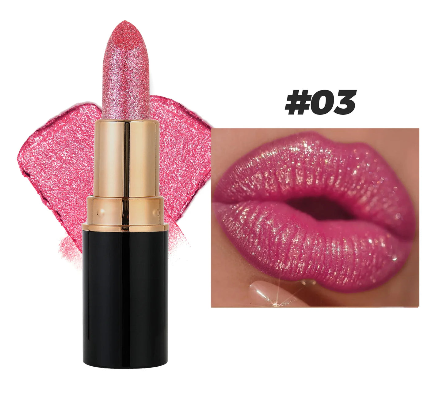 Waterproof Diamond Long Lasting Glitter Lipstick