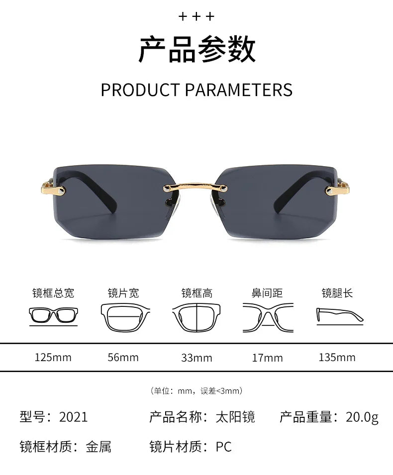 RDG Rectangular rimless sunglasses