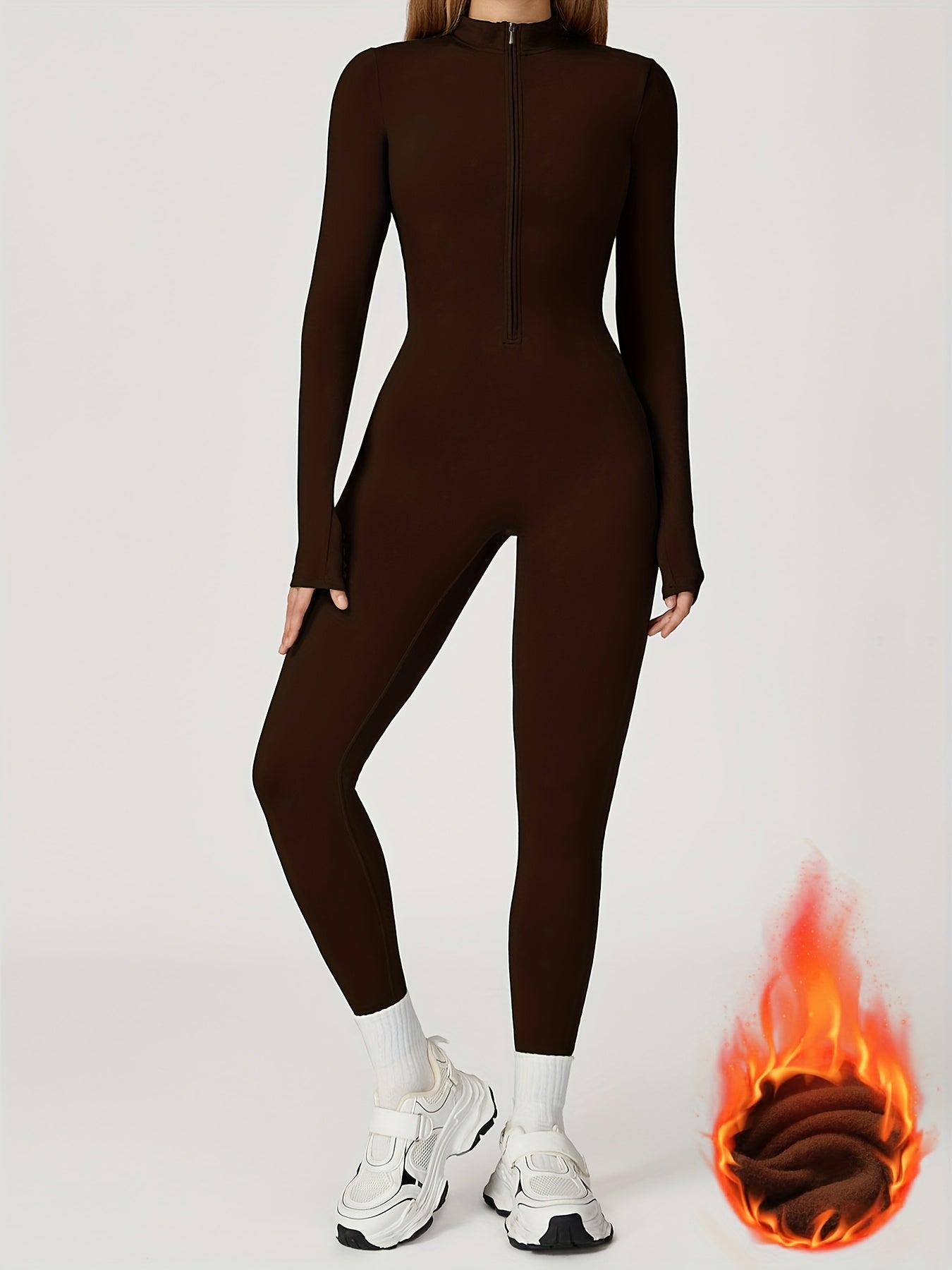 Autumn and Winter -Lined Yoga Bodysuit, Outdoor Warm Running Fitness Cycling Ski Bodysuit, Cold Weather Workout, Formfitting Suit, Seamless Design, Stretchy Fabric, Breathable Fabric, Athletic Wear, Thermal Bodysuit, Winter A