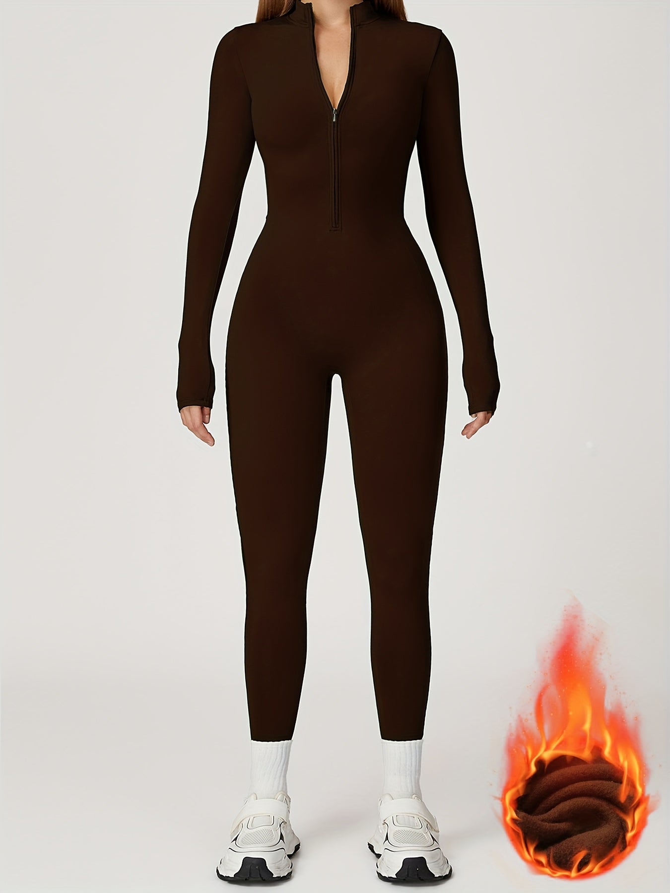 Autumn and Winter -Lined Yoga Bodysuit, Outdoor Warm Running Fitness Cycling Ski Bodysuit, Cold Weather Workout, Formfitting Suit, Seamless Design, Stretchy Fabric, Breathable Fabric, Athletic Wear, Thermal Bodysuit, Winter A