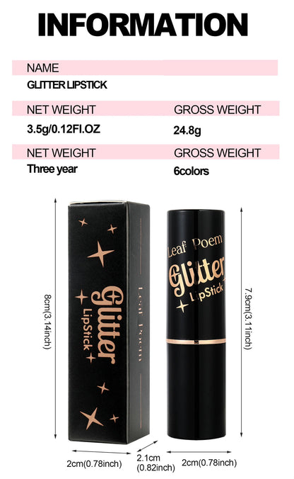 Waterproof Diamond Long Lasting Glitter Lipstick