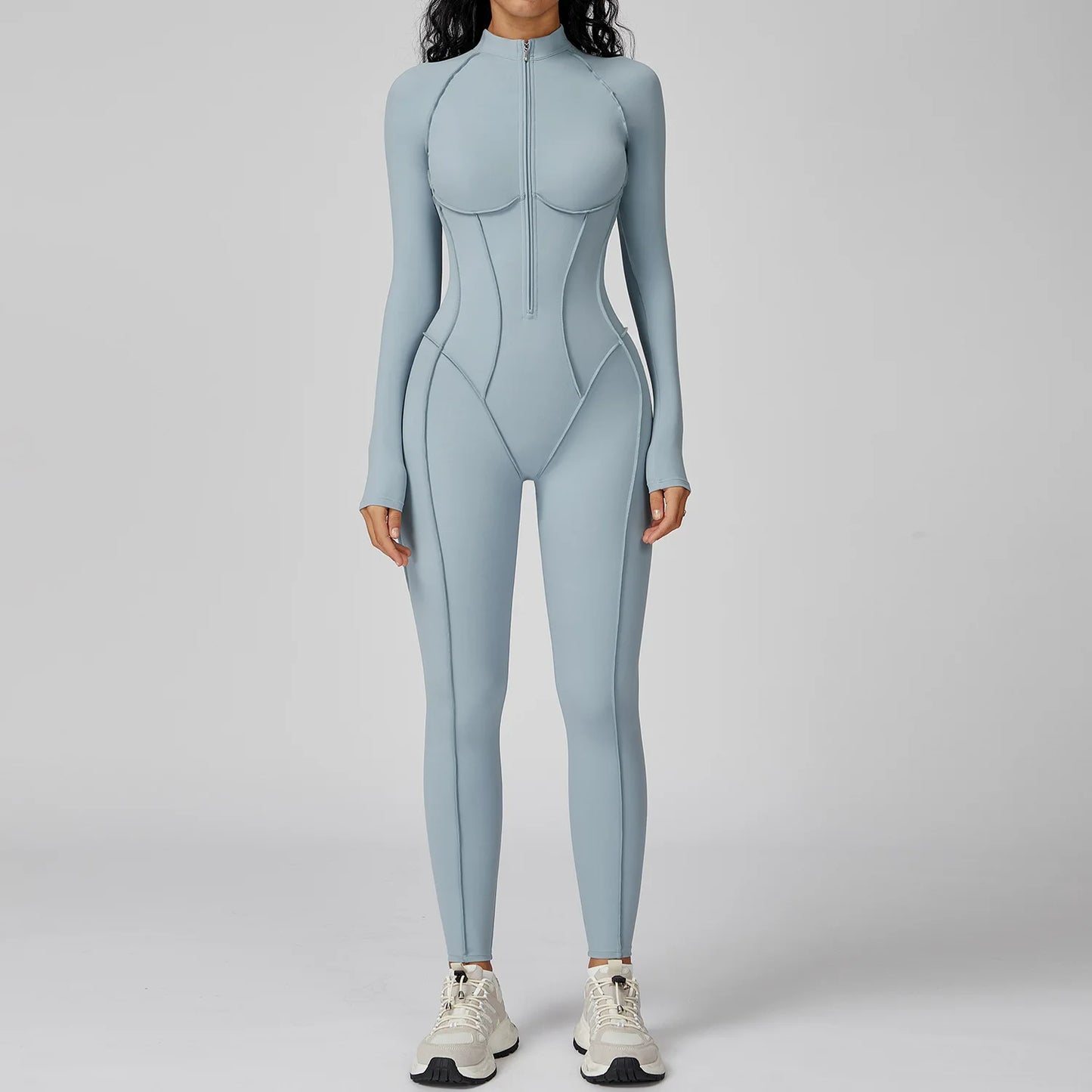 Long-sleeved jumpsuit, ideal for the gym, with a zipper, perfect for high-intensity workouts.