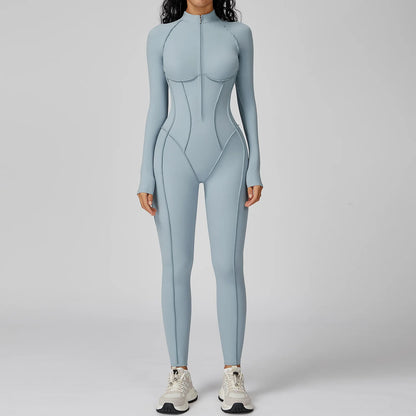 Long-sleeved jumpsuit, ideal for the gym, with a zipper, perfect for high-intensity workouts.