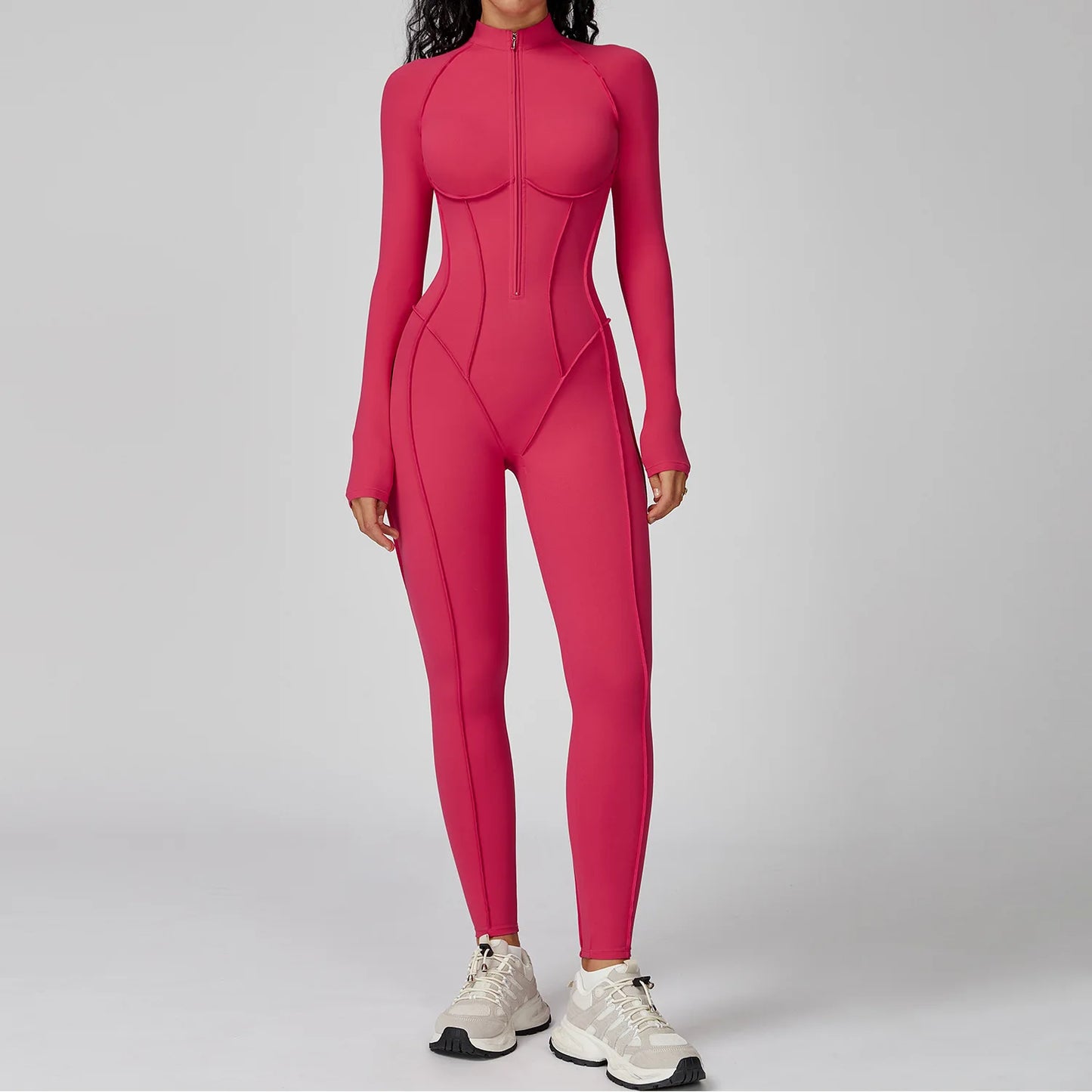 Long-sleeved jumpsuit, ideal for the gym, with a zipper, perfect for high-intensity workouts.