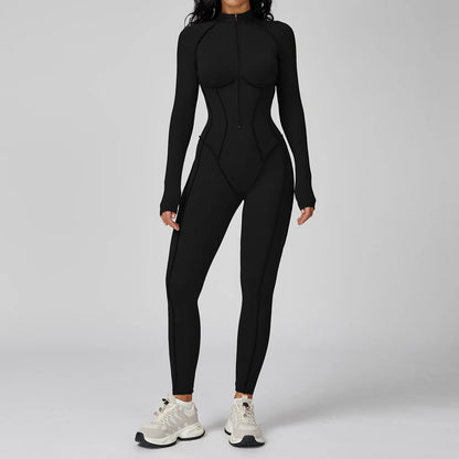 Long-sleeved jumpsuit, ideal for the gym, with a zipper, perfect for high-intensity workouts.