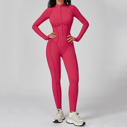 Long-sleeved jumpsuit, ideal for the gym, with a zipper, perfect for high-intensity workouts.