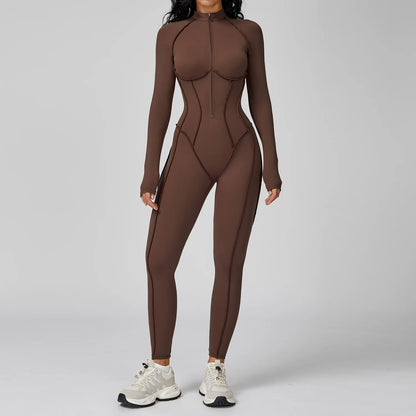 Long-sleeved jumpsuit, ideal for the gym, with a zipper, perfect for high-intensity workouts.