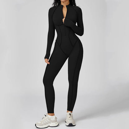Long-sleeved jumpsuit, ideal for the gym, with a zipper, perfect for high-intensity workouts.