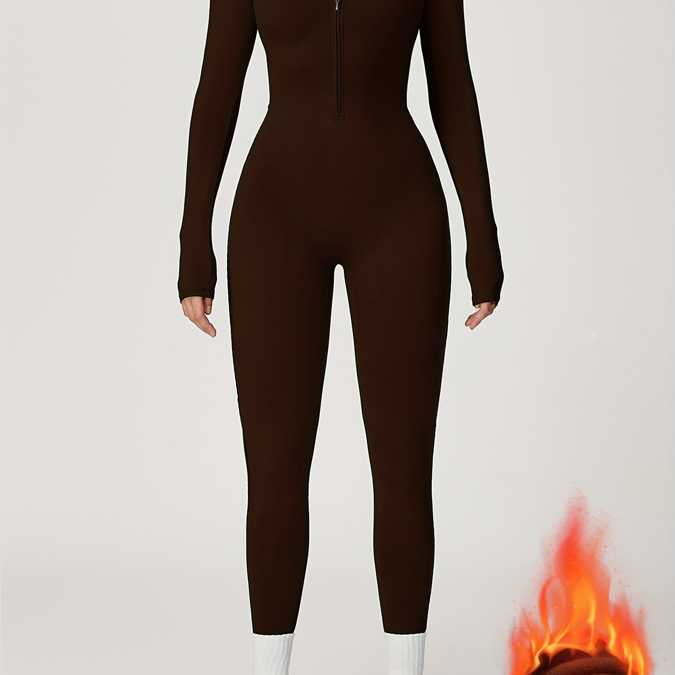 Autumn and Winter -Lined Yoga Bodysuit, Outdoor Warm Running Fitness Cycling Ski Bodysuit, Cold Weather Workout, Formfitting Suit, Seamless Design, Stretchy Fabric, Breathable Fabric, Athletic Wear, Thermal Bodysuit, Winter A