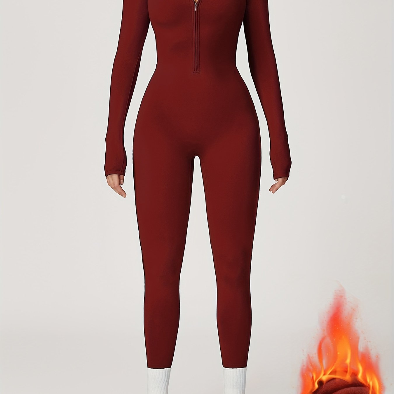 Autumn and Winter -Lined Yoga Bodysuit, Outdoor Warm Running Fitness Cycling Ski Bodysuit, Cold Weather Workout, Formfitting Suit, Seamless Design, Stretchy Fabric, Breathable Fabric, Athletic Wear, Thermal Bodysuit, Winter A