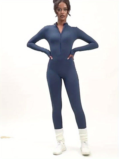 Autumn and Winter -Lined Yoga Bodysuit, Outdoor Warm Running Fitness Cycling Ski Bodysuit, Cold Weather Workout, Formfitting Suit, Seamless Design, Stretchy Fabric, Breathable Fabric, Athletic Wear, Thermal Bodysuit, Winter A